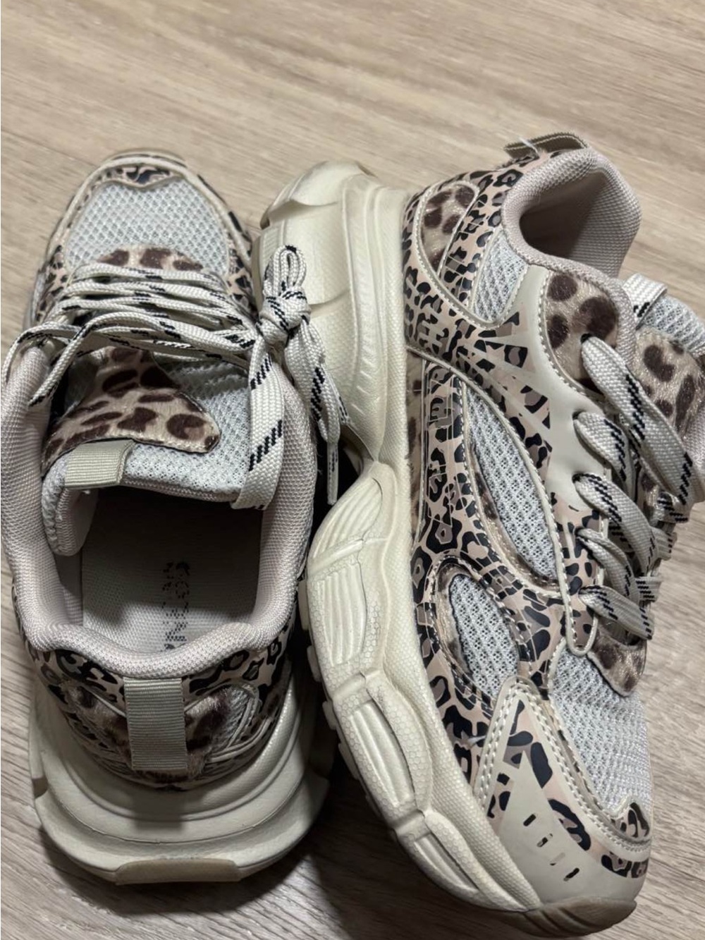 No Boundaries Beige Leopard Print Chunky Sneakers